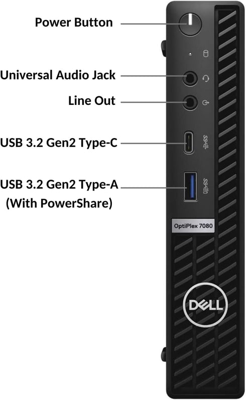 Dell OptiPlex 7010 Micro Business Desktop, Intel Core i5-13600T (Up to 4.80GHz), 16GB RAM, 256GB SSD, Intel UHD Graphics, Wi-Fi, Windows 11 Pro, Refurbished Grade A
