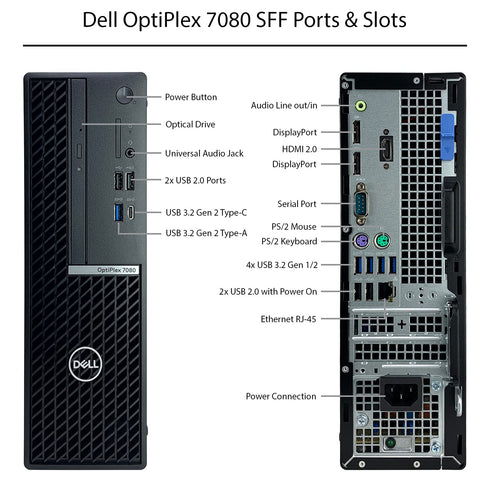 Dell OptiPlex 7080 Small Form Factor, 10th Generation Intel® Core™ i7-10700 Processor 16M Cache, up to 4.80 GHz, 32GB RAM, Super fast 512 GB M.2 NVMe, Wifi, Windows 11 PRO, Refurbished Grade A