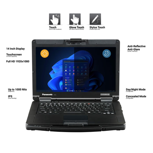 Panasonic Toughbook FZ-55 Semi-Rugged Laptop, 14" FHD, Intel Core i5-1145G7, 16GB DDR4 RAM, 512GB NVMe SSD, Windows 11 Pro, Refurbished Grade A
