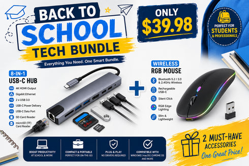 Back to School Bundle (Wireless RGB Mouse + 8-in-1 USB-C Hub )